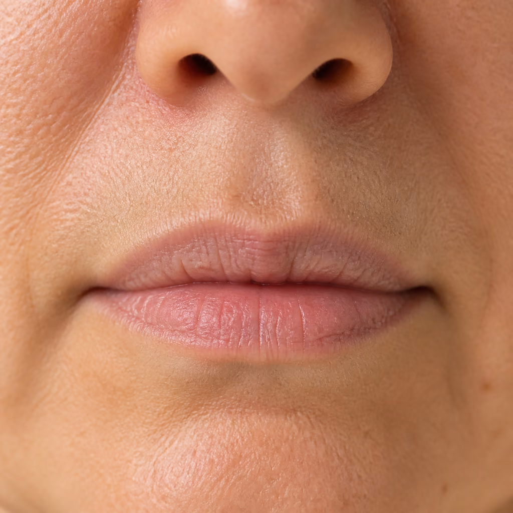 Natural age-related softening of the border of unfilled lips