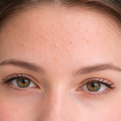 Congestion and small bumps on forehead