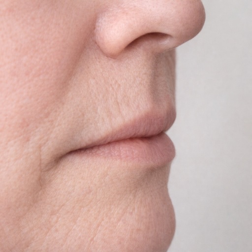 Softened lip border with decreased definition