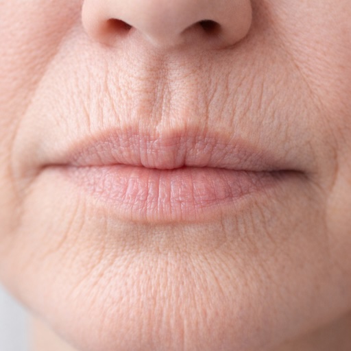 Vertical lip lines around the mouth
